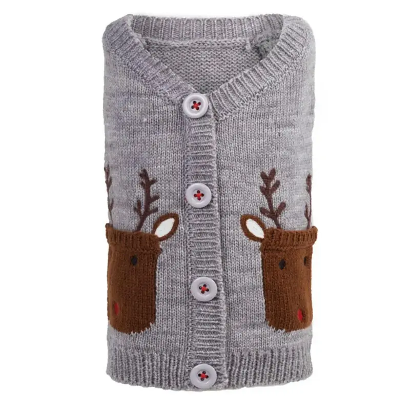 Worthy Dog Reindeer Dog Cardigan - Gray