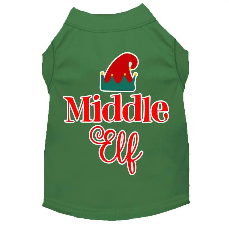 Mirage Middle Elf Christmas Dog T-Shirt - Green