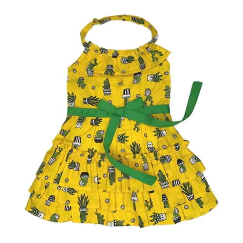 Parisian Pet Cactus Tiered Dog Dress - Yellow