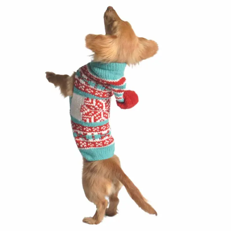 Chilly Dog Handmade Peppermint Hoodie Wool Dog Sweater