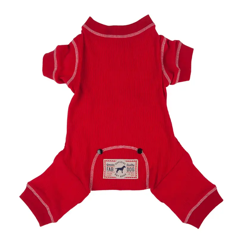fabdog Thermal Dog Pajamas - Red