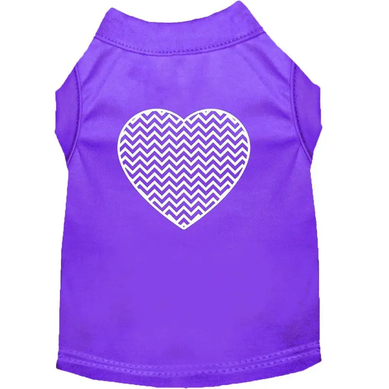 Chevron Heart Screen Print Dog Tank - Purple
