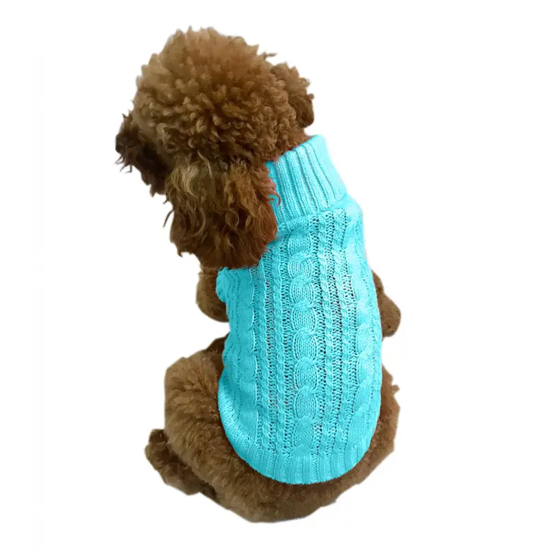 The Dog Squad Scottish Cable Knit Dog Sweater - Light Turquoise