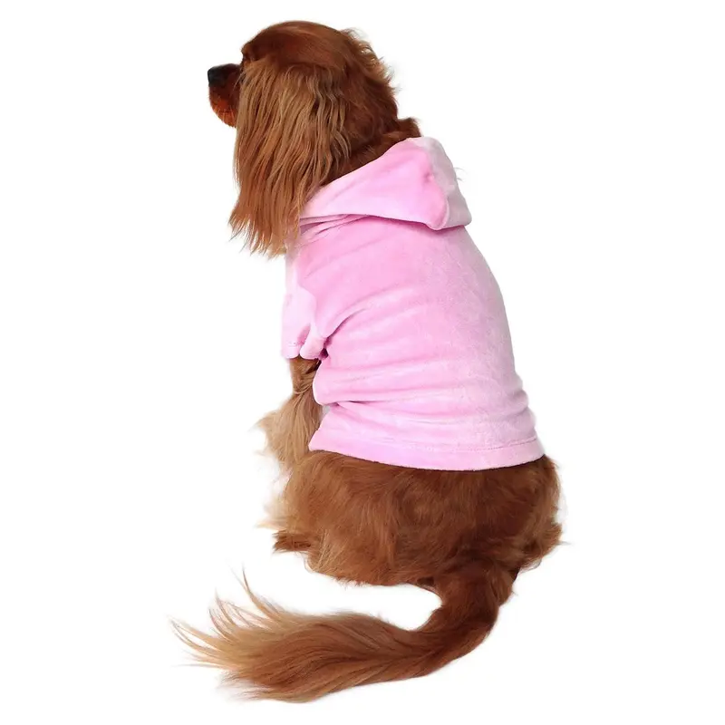 The Dog Squad Velour Pullover Dog Hoodie - Light Pink