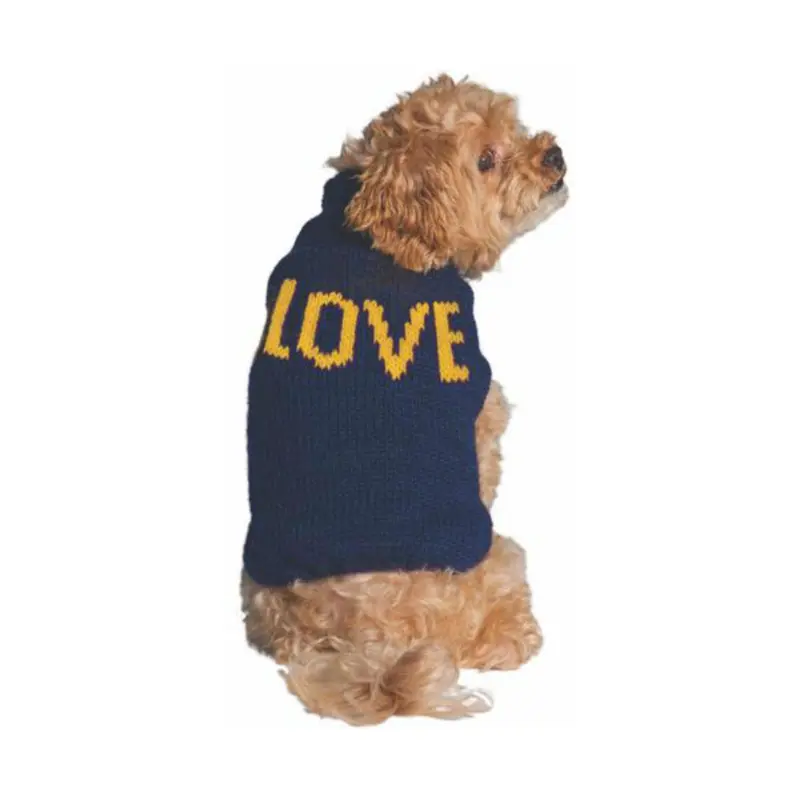 Chilly Dog Handmade Alpaca Love Dog Sweater - Navy