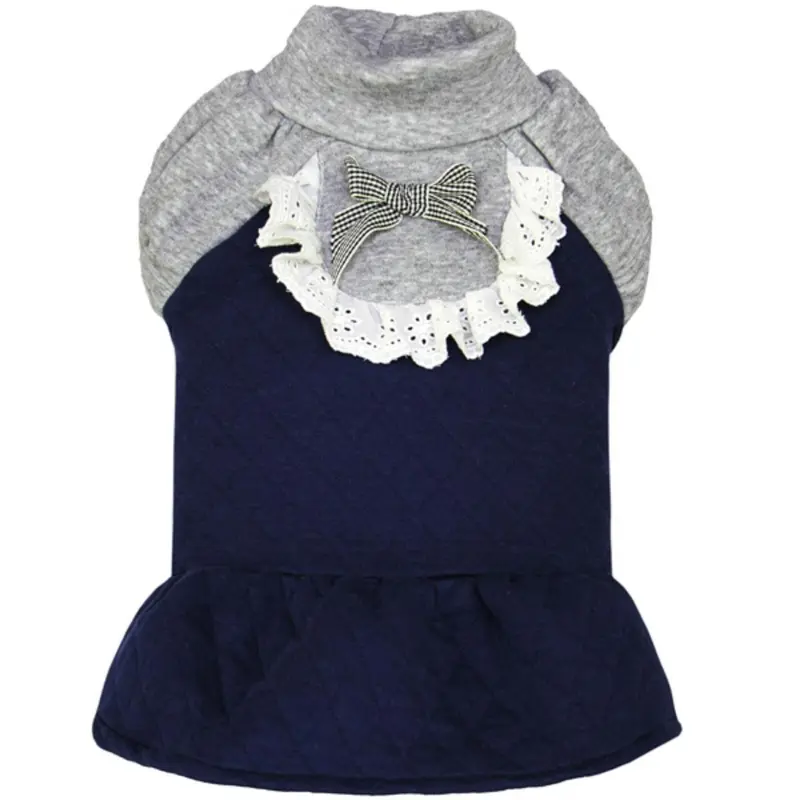 Dobaz Quilted Winter Dog Dress - Navy Blue