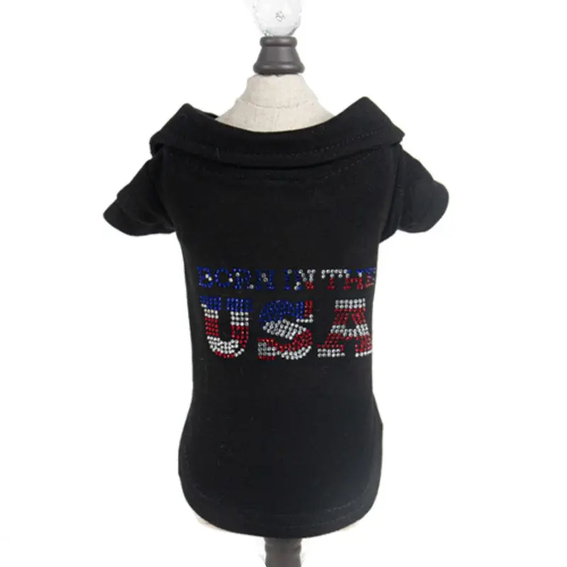 Hello Doggie Born in the USA Dog Polo - Black