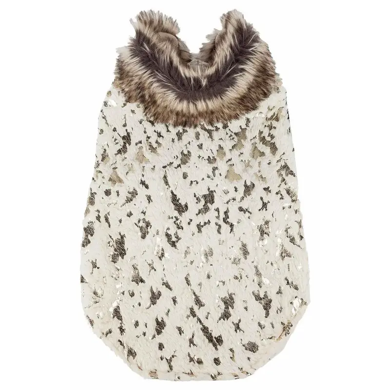 Pet Life Luxe Gilded Rawffled Gold-Plated Mink Fur Dog Coat