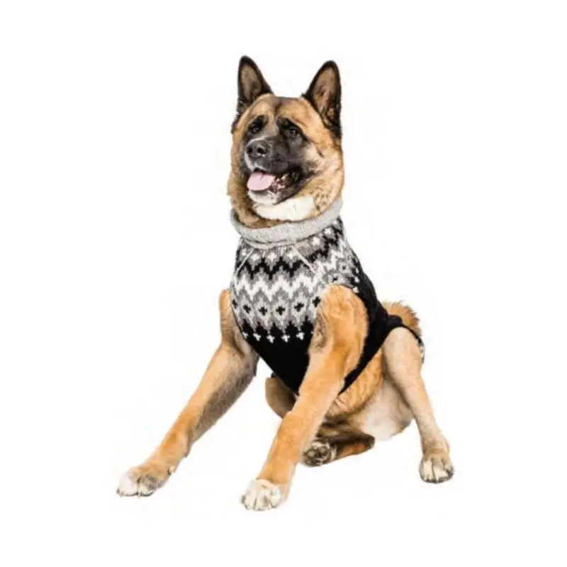 Chilly Dog Handmade Fairisle Ski Wool Dog Sweater - Black