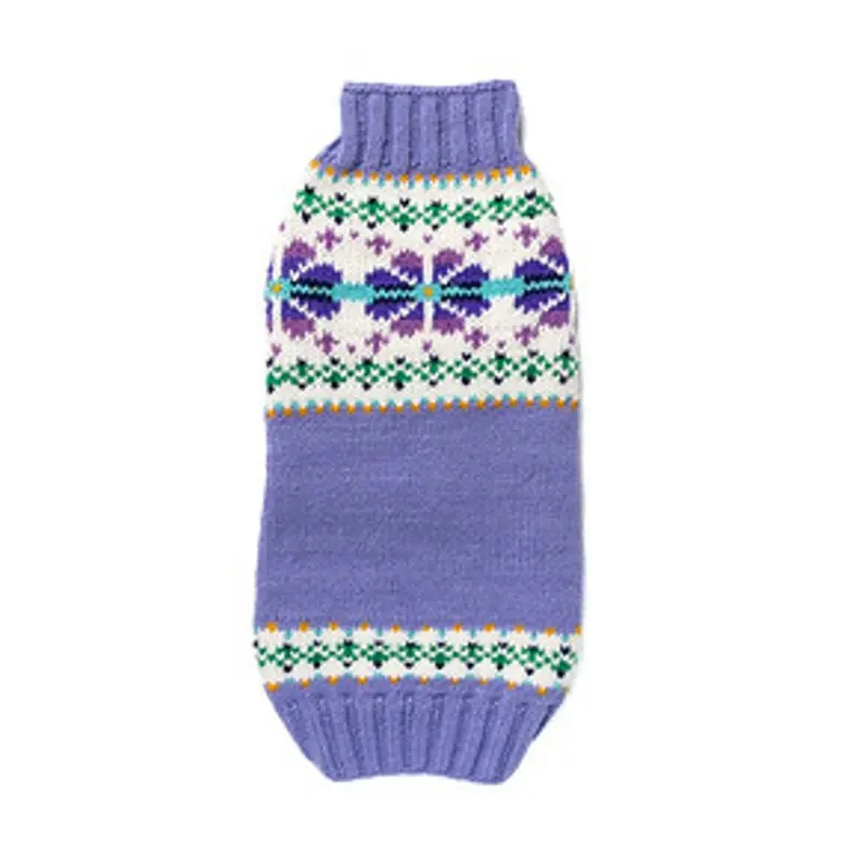 Chilly Dog Handmade Fairisle Wool Dog Sweater - Lavender Flowers