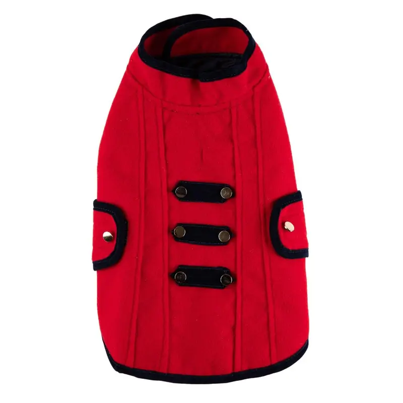 Max's Closet Bandmaster Military Dog Coat - Red