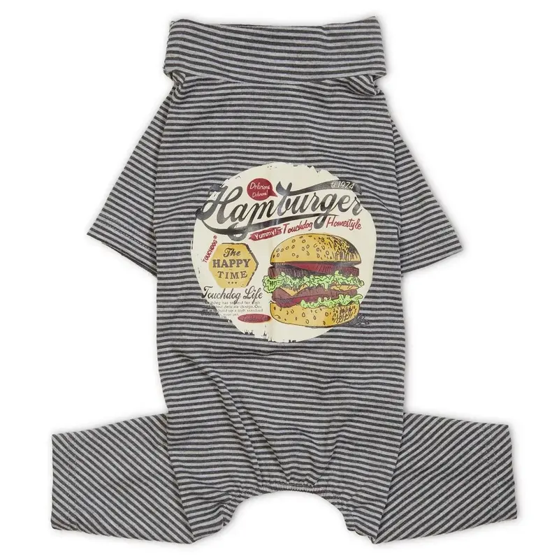 Pet Life Touchdog Hamburger Lightweight Full Body Dog Pajamas - Gray