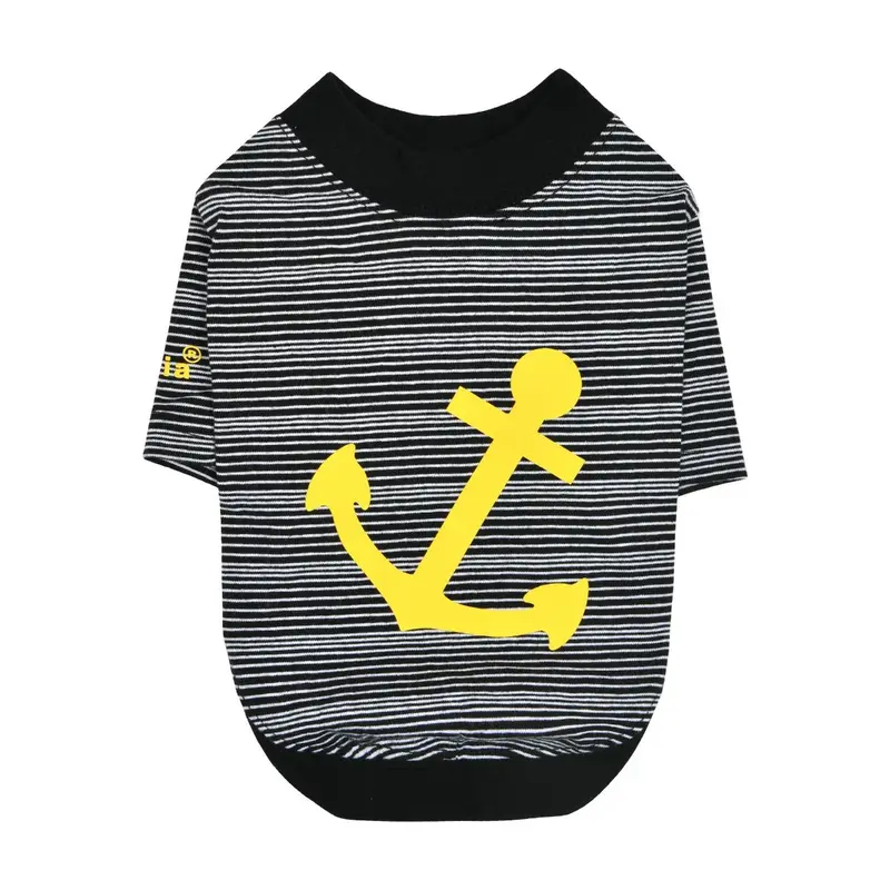 Puppia Havelock Nautical Dog Shirt - Black with Yellow Anchor