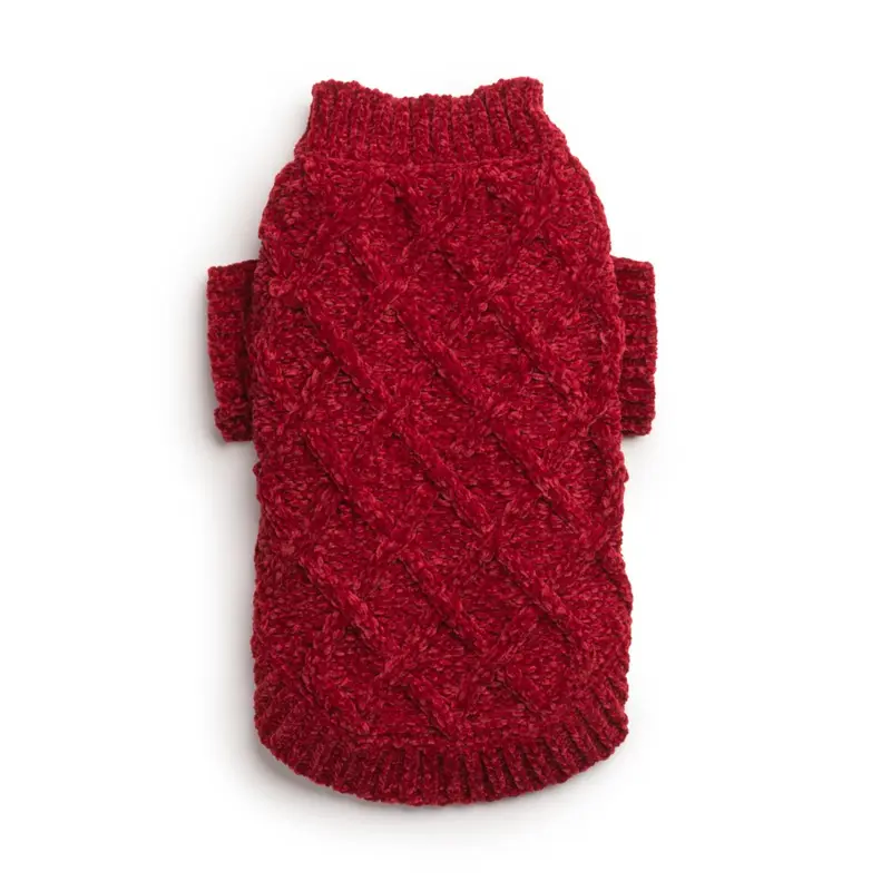fabdog Chenille Mockneck Dog Sweater - Ruby