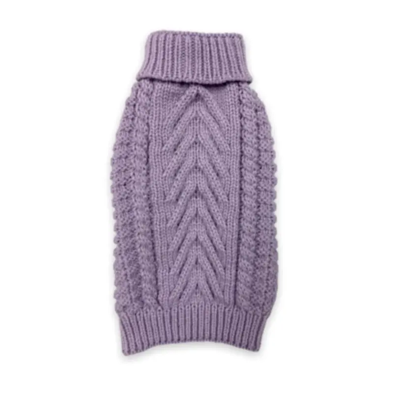 fabdog Chunky Turtleneck Dog Sweater - Lavender