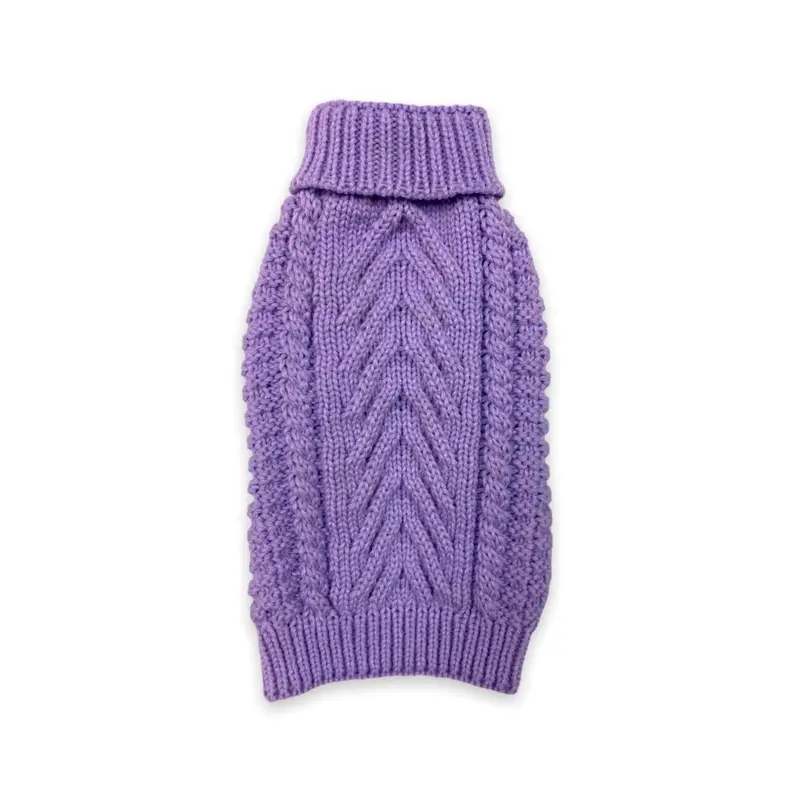 fabdog Chunky Turtleneck Dog Sweater - Lilac