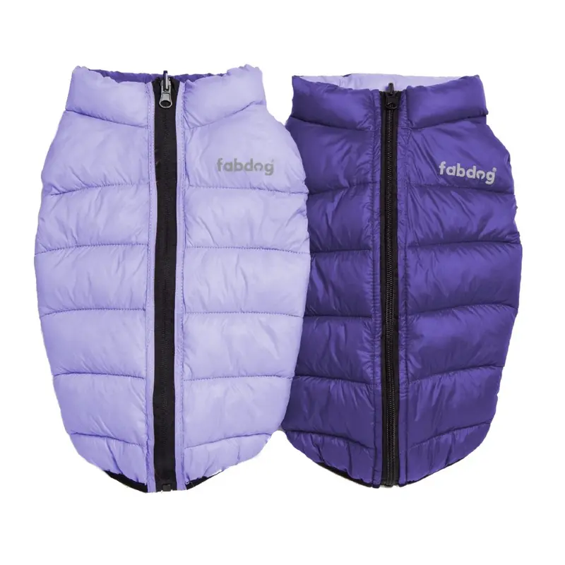 fabdog Pack N' Go Reversible Puffer Dog Coat - Lilac/Grape