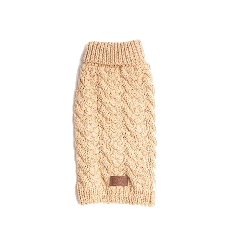 fabdog Wool Turtleneck Dog Sweater - Beige