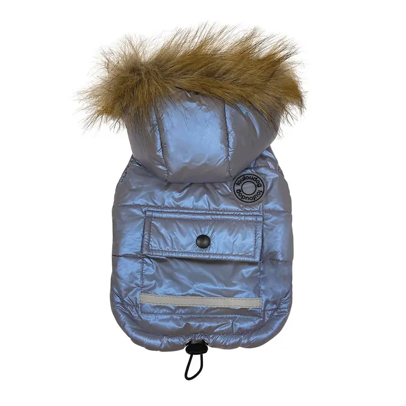 foufou Dog Iridescent Parka Dog Coat - Gray/Blue