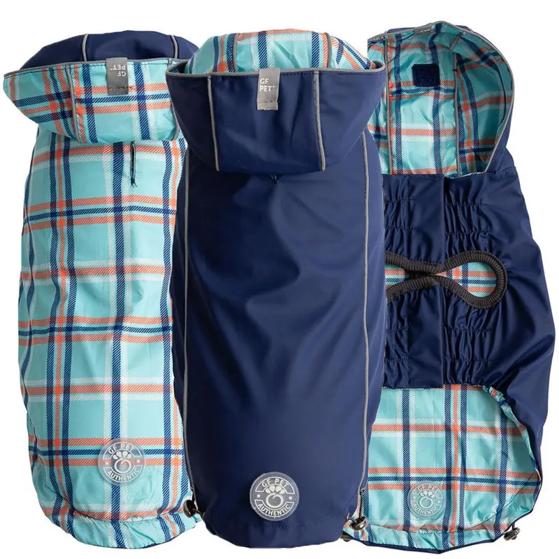 GF Pet Reversible Elasto-Fit Dog Raincoat - Navy