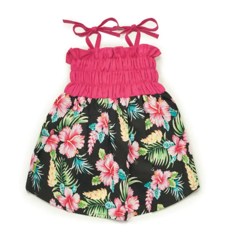 Casual Canine Hawaiian Breeze Dog Dress - Black and Pink