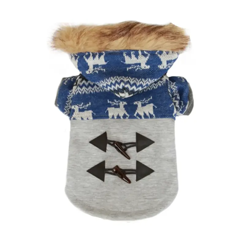Dobaz Ox Horn Button Dog Coat - Blue