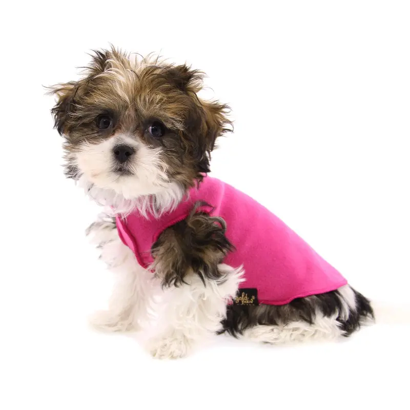 Gold Paw Fleece Dog Jacket - Fuchsia