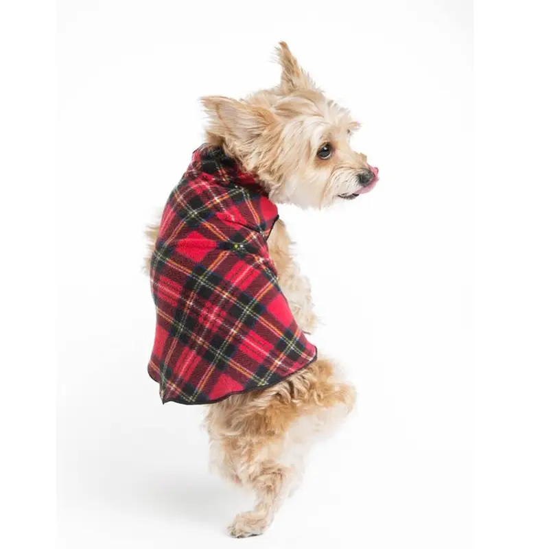Gold Paw Fleece Dog Jacket - Red Classic Plaid