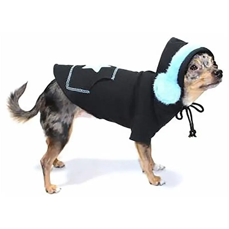 Hip Doggie Blue Star Earmuff Dog Hoodie