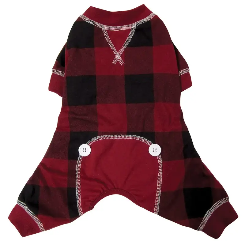 foufou Dog Buffalo Plaid Dog Pajamas - Red