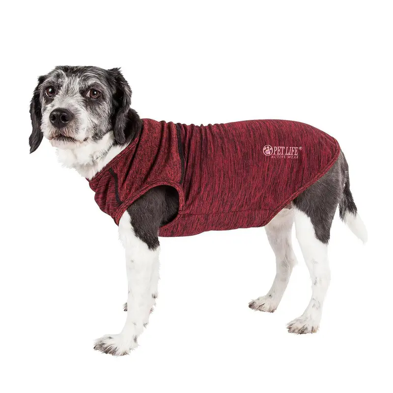 Pet Life ACTIVE Aero-Pawlse Heathered Dog Tank Top T-Shirt - Red/Maroon