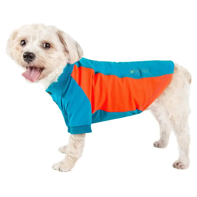 Pet Life ACTIVE Barko Pawlo Performance Dog Polo - Blue and Orange