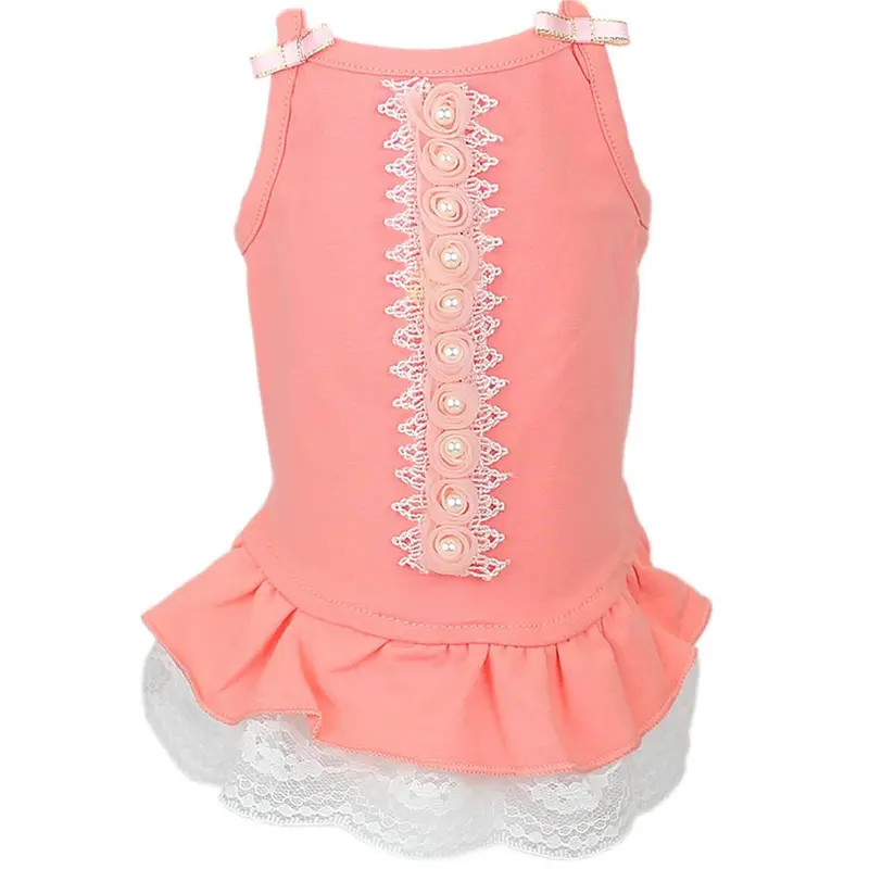 Roses & Pearls Dog Dress by Parisian Pet - Peach