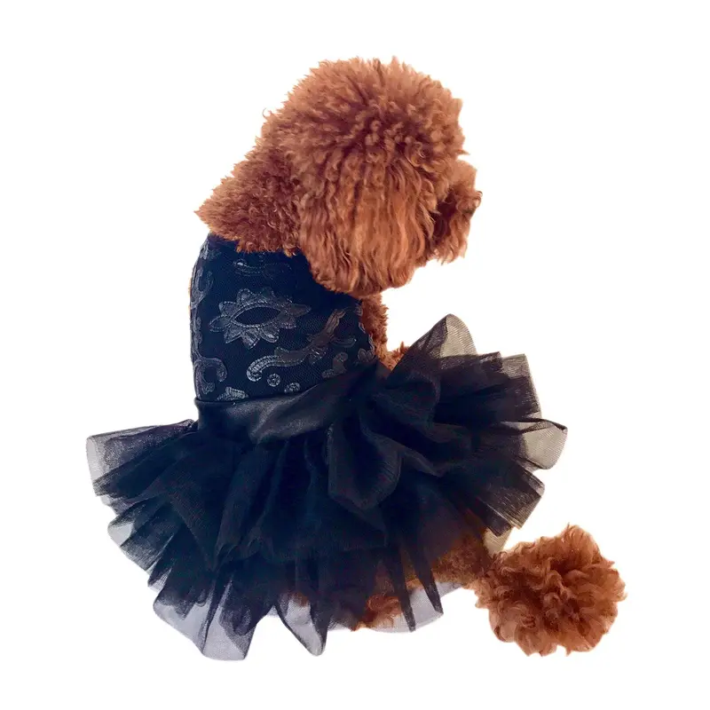 The Dog Squad Rocker Applique Mesh Fufu Tutu Dog Dress - Black