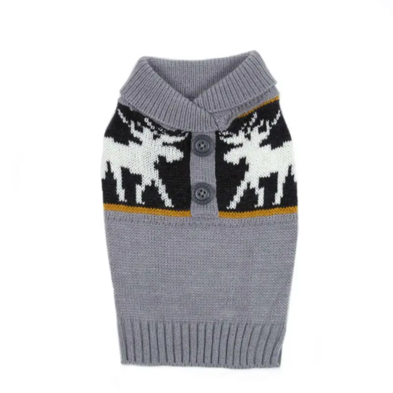 Casual Canine Moose Print Dog Sweater - Gray