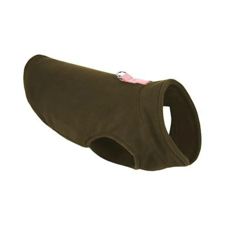 Gooby Fleece Dog Vest - Brown with Pink