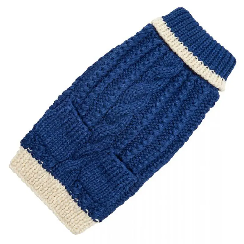 Hand Knit Dog Sweater by Up Country - Navy Classic Cable