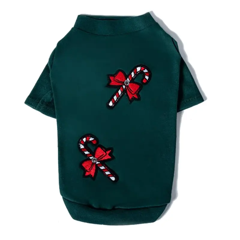 Hello Doggie Holiday Candy Cane Dog T-Shirt - Emerald Green