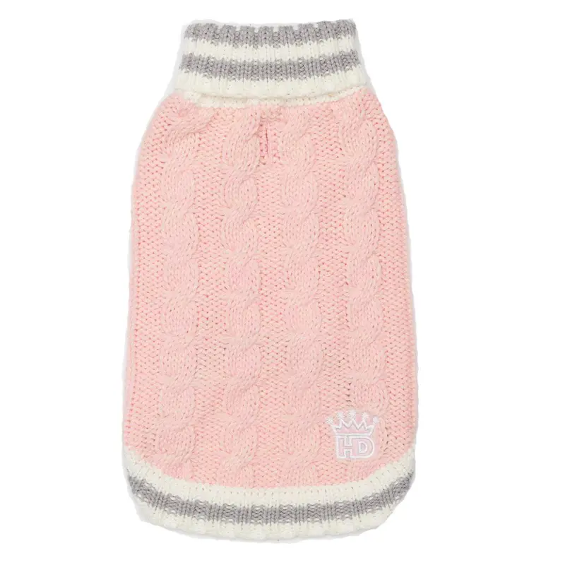 Hip Doggie Cable Knit Dog Sweater - Pink