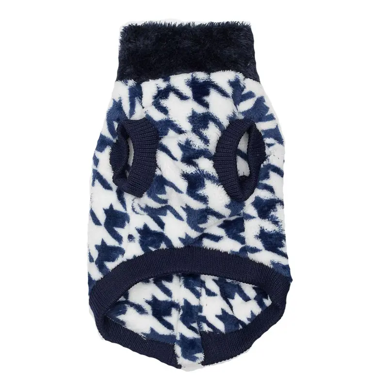 Hip Doggie Houndstooth Fleece Dog Vest - Navy