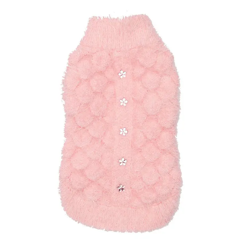 Hip Doggie Mohair Blossom Knit Dog Sweater - Pink