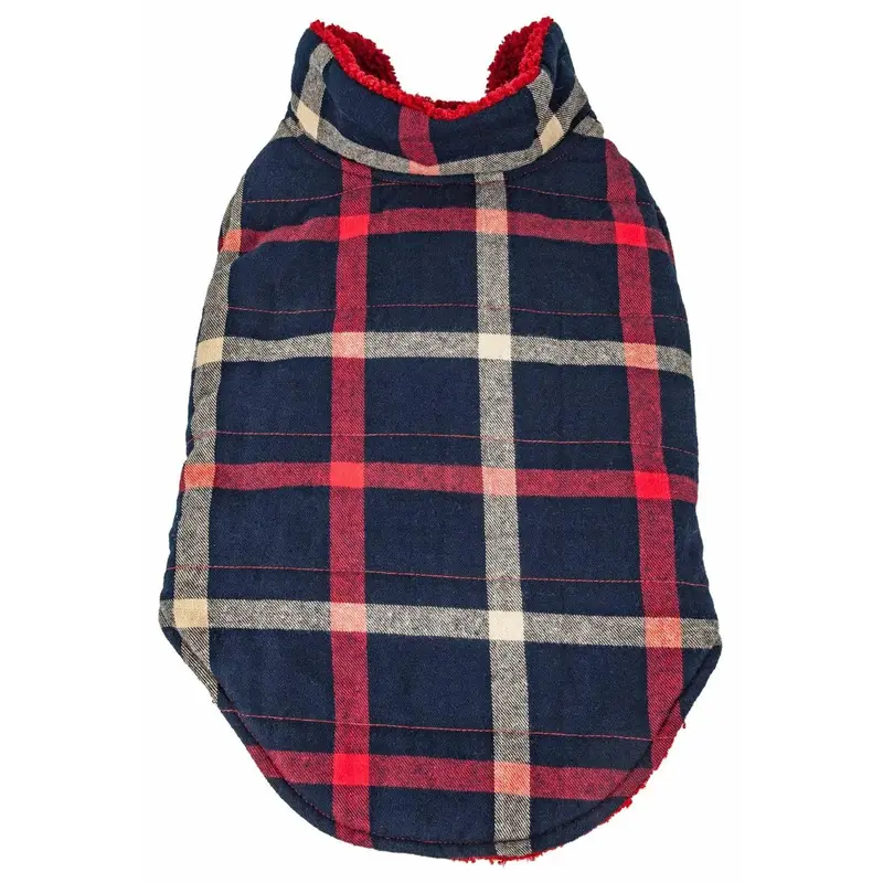 Pet Life Allegiance Classical Plaid Insulated Dog Coat - Blue