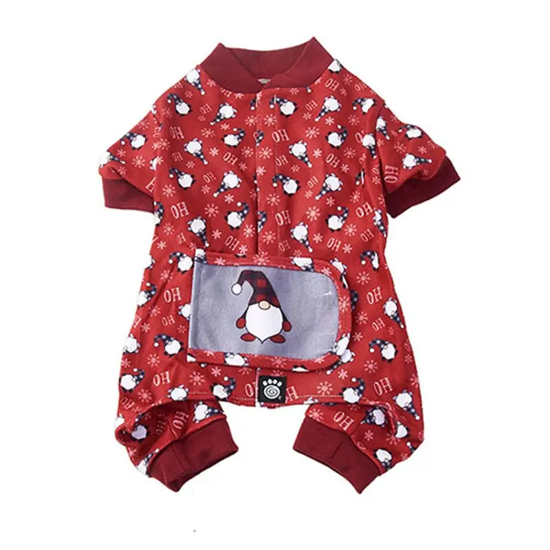 Petrageous Holiday Gnome Dog Pajamas - Red