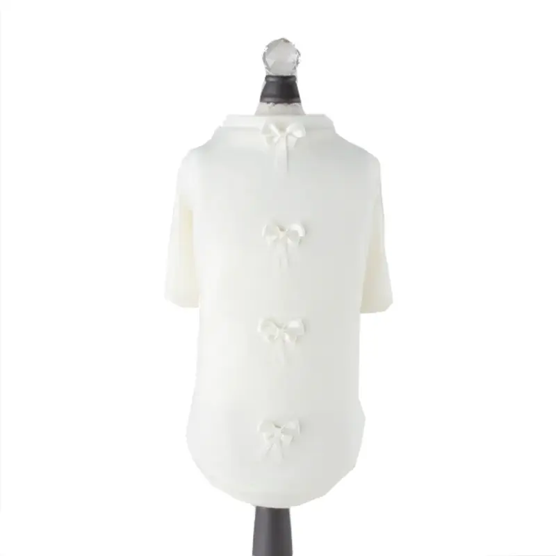 Hello Doggie Dainty Bow Dog Sweater Tee - Ivory