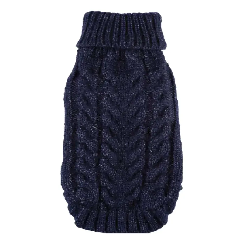 Hip Doggie Angora Cable Knit Dog Sweater - Navy