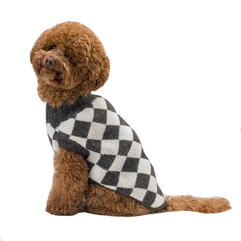 Hot Dogz Chess Dog Sweater - Gray