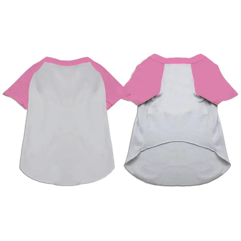 Mirage Raglan Baseball Dog Shirt - White with Pink