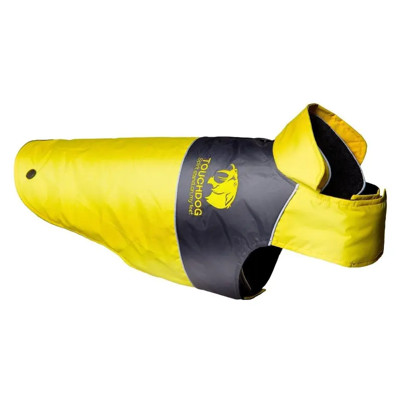 Pet Life Touchdog Lightening-Shield 2-in-1 Waterproof Dog Jacket - Sporty Yellow/ Charcoal Black