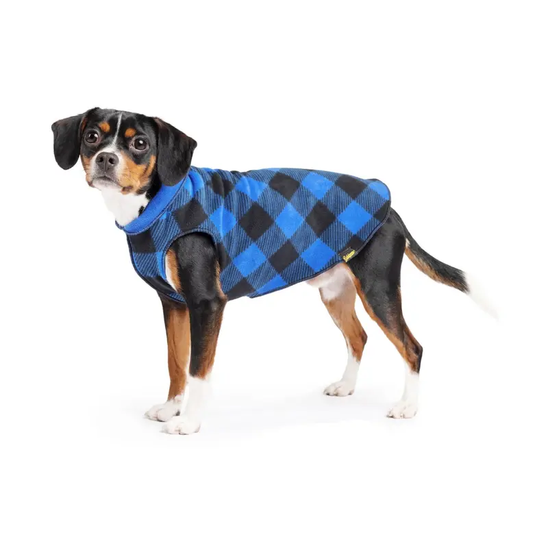 Gold Paw Duluth Double Reversible Fleece Dog Jacket - Cobalt Check and Cobalt