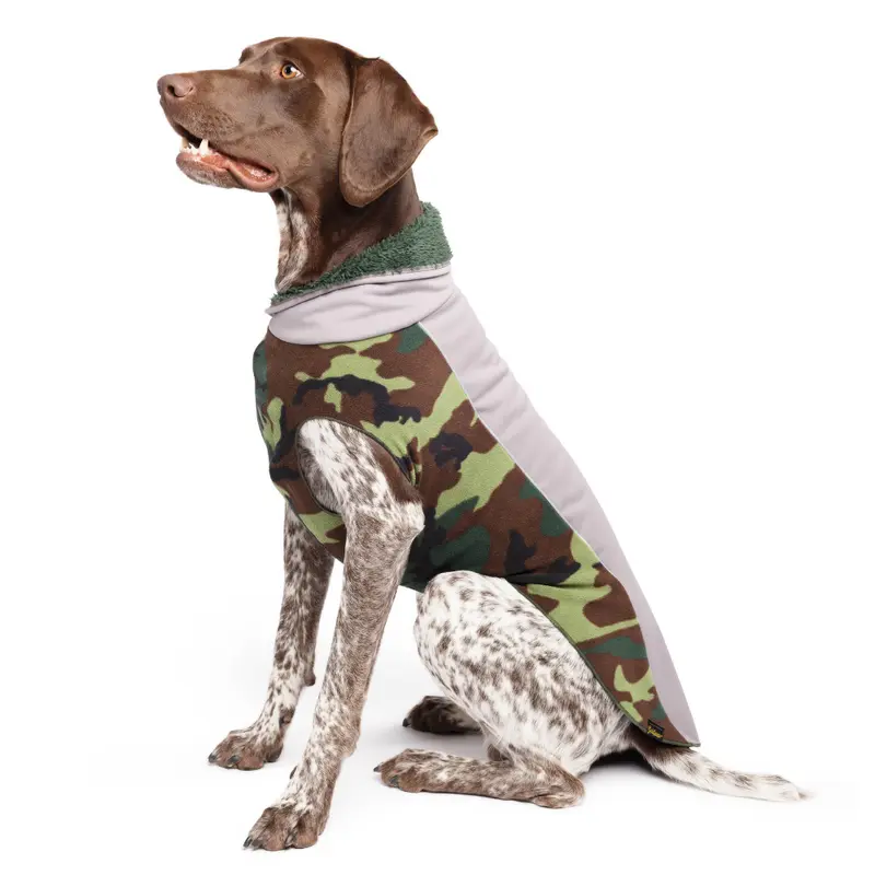 Gold Paw Portland Pullover Dog Jacket - Silver and Camouflage